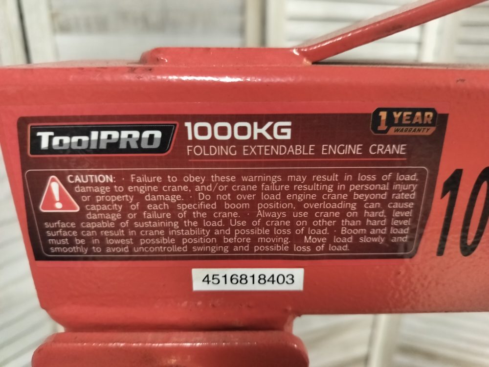 ToolPro 1000kg Folding Engine Crane - Image 2